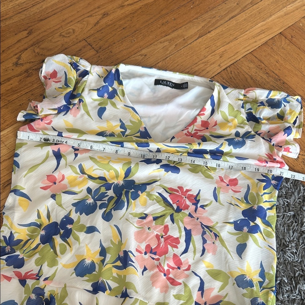 Ralph Lauren Floral Colorful Georgette Drop-Waist Dress Size 4 - Picture 5 of 14